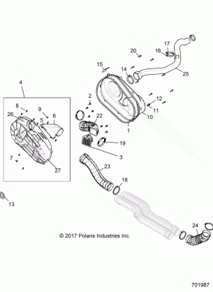 DRIVE TRAIN CLUTCH COVER AND DUCTING - R18RGE99FM / EFB / SCM / SCB / SFM / CCM (701987)