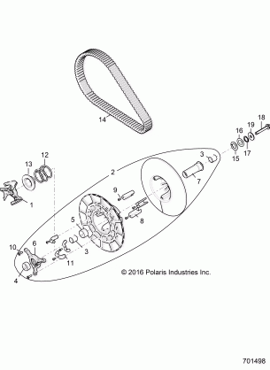 DRIVE TRAIN SECONDARY CLUTCH - Z18VDE92BB / BM / BS / BU / L92BK (701498)