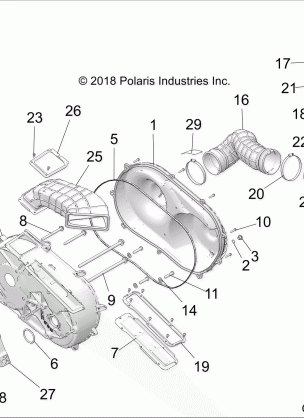 DRIVE TRAIN CLUTCH COVER AND DUCTING - Z18VGE99AK / AW / BK / BW (C700102-1)