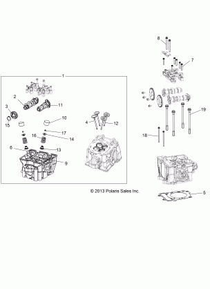 ENGINE CYLINDER HEAD CAMS AND VALVES - Z18VHA57F2 (49RGRCYLINDERHD14RZR570)