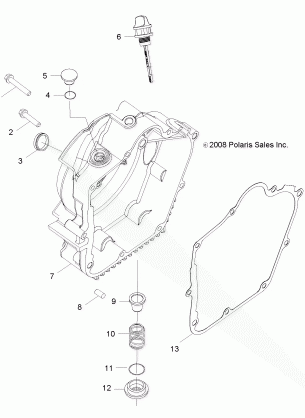 ENGINE CRANKCASE COVER RH - Z18YAV17B2 / B8 / N2 / N8 (49RGRCRANKCVRRH09RZR170)