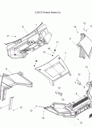 BODY HOOD AND FRONT FACSIA - R15RUA57AA / E57AC (49RGRMOLDINGS13900XP)