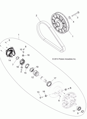 DRIVE TRAIN SECONDARY CLUTCH - Z15VFE99AT / AV / AP (49RGRCLUTCHDVN14RZR1000)