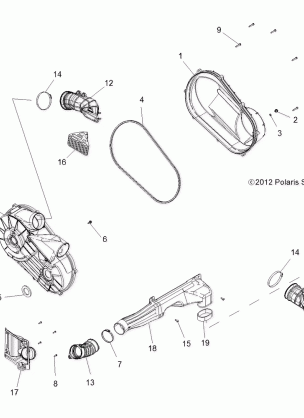 DRIVE TRAIN CLUTCH COVER and DUCTING - R14UH88 / 9E / 9EAN / 9EAI / 9EAIC ALL OPTIONS (49RGRCLUTCHCVR13900XP)