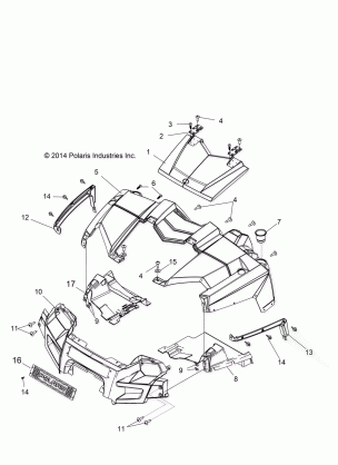 BODY HOOD and FRONT FASCIA - R14WH9EMD (49MVLATCH14DMCRW)