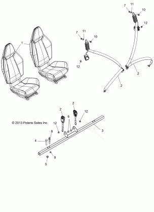 BODY SEAT MOUNTING and BELTS - Z14JT87AD / 9EAO / 9EAL (49RGRSEATMTG14RZR900)