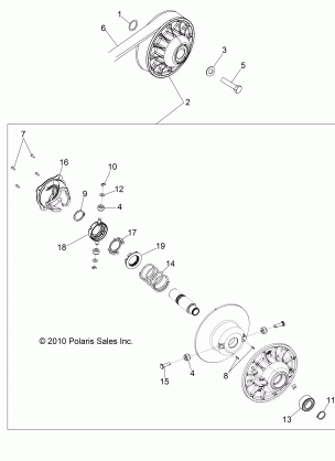 DRIVE TRAIN SECONDARY CLUTCH - Z14JT87AD / 9EAO / 9EAOL / 9EAL (49RGRCLUTCHDVN11RZR875)