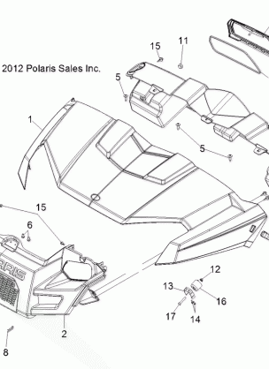 BODY HOOD DASH and GRILL - R14RC08GD / GJ / FJ (49RGRHOOD13500CREW)