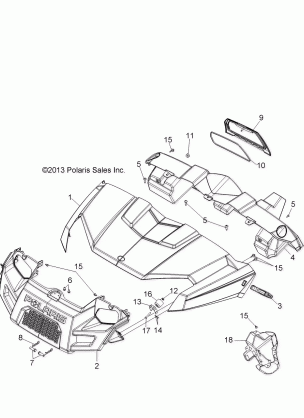 BODY HOOD DASH and GRILL - R14RH57AA / AC / AR / 6EAZ (49RGRHOOD14570)