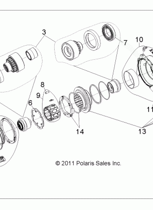 DRIVE TRAIN FRONT GEARCASE INTERNALS (BUILT 11 / 26 / 12 AND BEFORE) - R13JT87AD / AL / 9EAK / EAL / EAO / EAT / EAW / EAP (49RGRGEARCASE1332923)