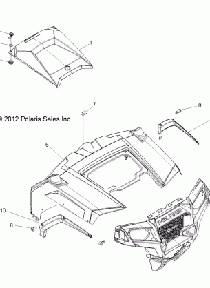 BODY HOOD and FRONT BODY WORK - R13VH57FX (49RGRHOOD13RZR570I)