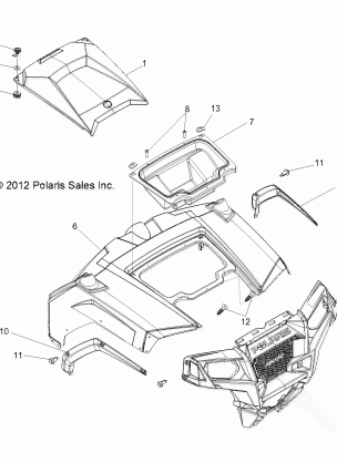 BODY HOOD and FRONT BODY WORK - R13VH76AC / AD / AN / AS / EAI (49RGRHOOD13RZR)