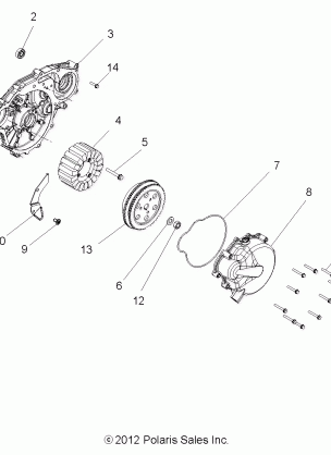 ENGINE STATOR and FLYWHEEL - R13XE76AD / EAI (49RGRMAGNETOCVR013RZR)