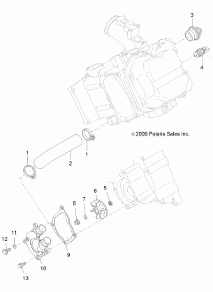 ENGINE WATER PUMP - R13WH50AG / AH / AR / AX (49RGRWATERPUMP105004X4)