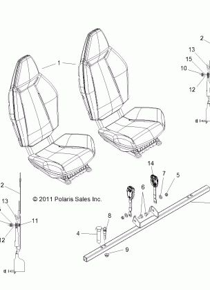 BODY SEAT MOUNTING and BELTS - R12JT87AB / AD / AS / AW / 9EAW (49RGRSEATMTG12RZRXP)