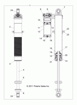 SUSPENSION REAR SHOCK (7043794) - R12JT87AB / AD / AS / AW / 9EAW (49RGRSHOCKRR7043794)