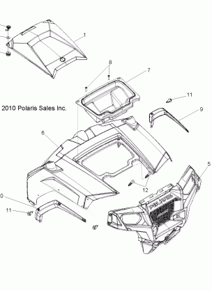 BODY HOOD and FRONT BODY WORK - R12VH57AD (49RGRHOOD11RZR)