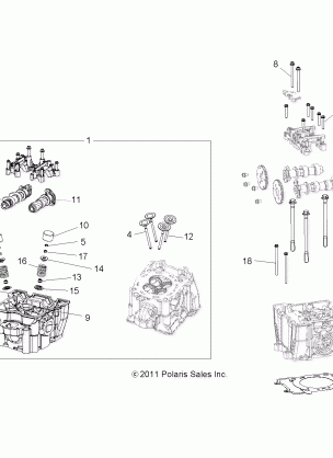 ENGINE CYLINDER HEAD CAMS and VALVES - R12VH57FX (49RGRCYLINDERHD12RZR570)