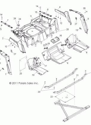 BODY REAR RACK and FENDERS - R12XE7EFX (49RGRRACKMTG11RZR4I)