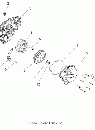 ENGINE STATOR and FLYWHEEL - R12XE7EFX (49ATVMAGNETO08VISTA)