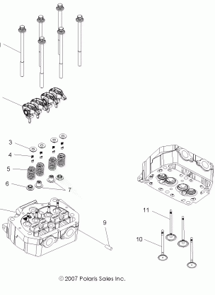 ENGINE CYLINDER HEAD and VALVES - R09VH76 ALL OPTIONS (49ATVVALVE08VISTA)