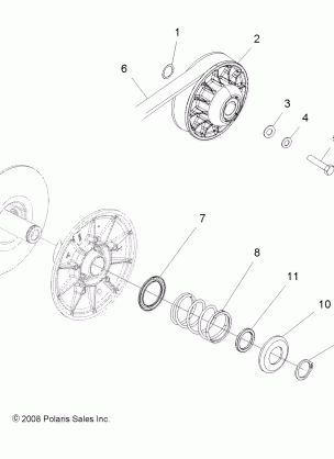 DRIVE TRAIN SECONDARY CLUTCH (Built 10 / 01 / 08 and After) - R09VH76 ALL OPTIONS (49RGRCLUTCHDVN09RZR)