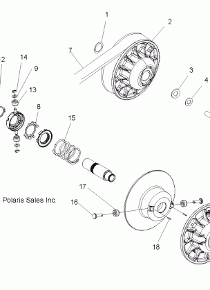 DRIVE TRAIN SECONDARY CLUTCH (Built 9 / 30 / 08 and Before) - R09VH76 ALL OPTIONS (49ATVCLUTCHDRIVEN08RZR)