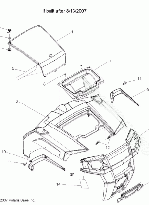 HOOD / BODY WORK FRONT (Built 8 / 14 / 07 and After) - R08VH76AD / AG (49RGRHOOD08RZR)