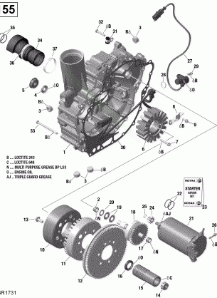 03- PTO Cover And Magneto - 130-155 Model Without Suspension