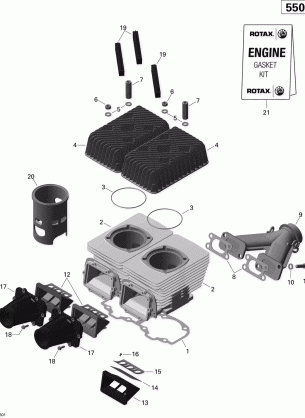 01- Cylinder Exhaust Manifold and Reed Valve - 550F