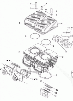 01- Cylinder Exhaust Manifold And Reed Valve MX Z 552