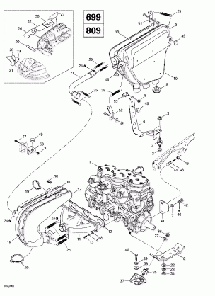 01- Engine Support And Muffler (699 809)
