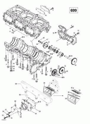 01- Crankcase Reed Valve Water Pump (699)