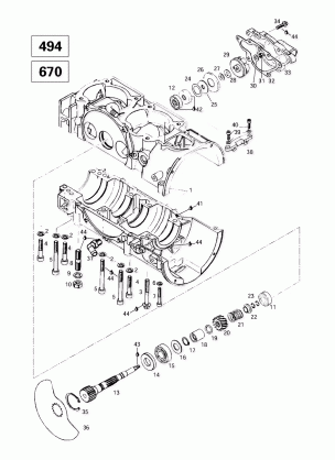 01- Crankcase Rotary Valve Water Pump (494 670)