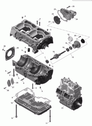 01- Crankcase and Water Pump - 800R E-TEC