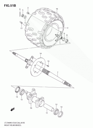 RIGHT REAR WHEEL (MODEL K5 / K6 / K7)